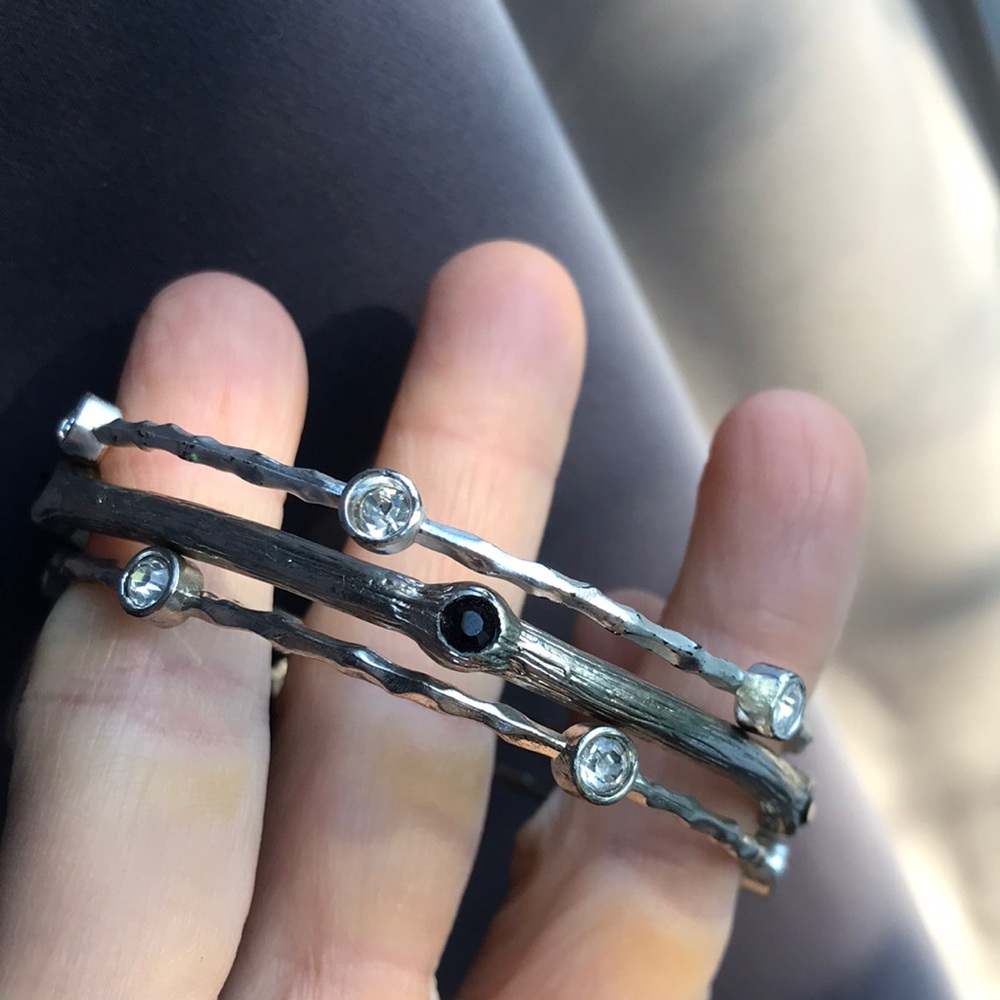 Silver & rhinestone/crystal bangle bracelets